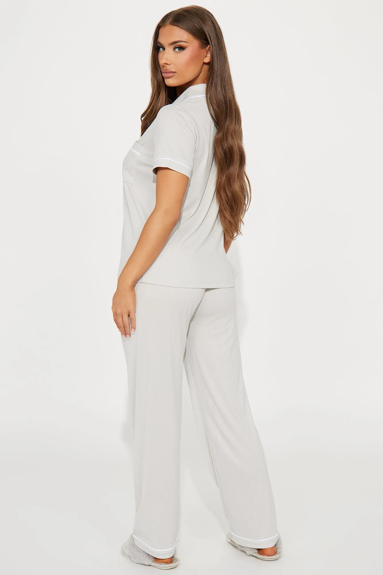 Chill Vibes Only Ribbed PJ Pant Set - Grey sold by Fashion Nova product image thumbnail 3