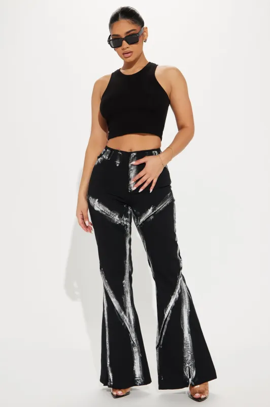 Coated In Love Flare Pant - Black sold by Fashion Nova