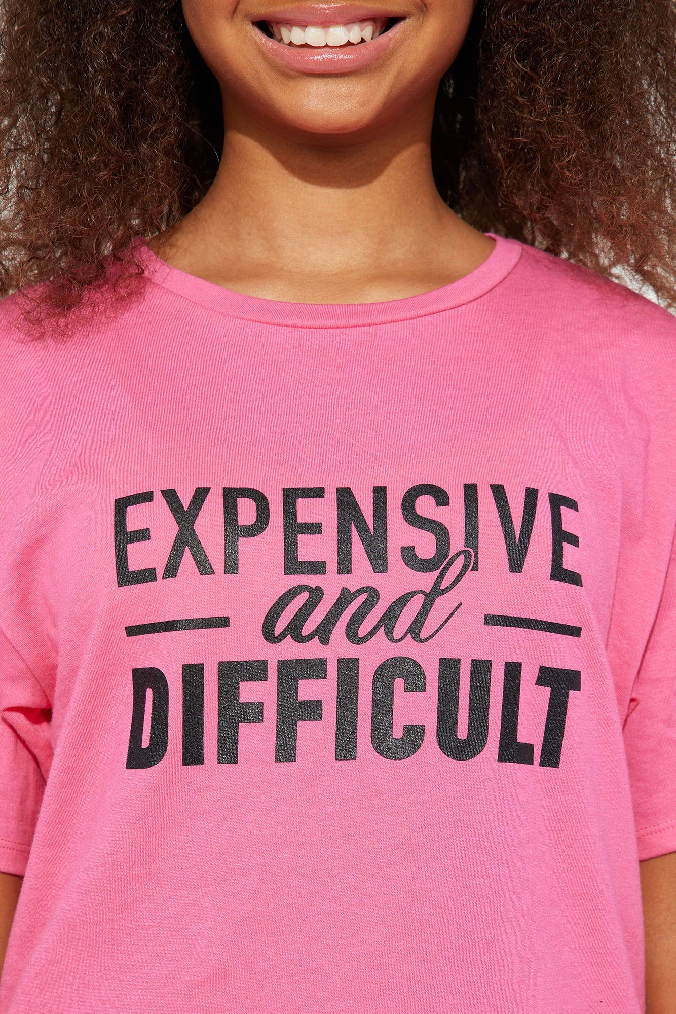 MINI EXPENSIVE AND DIFFCULT SHORT SLEEVE TEE - Pink sold by Fashion Nova product image thumbnail 3