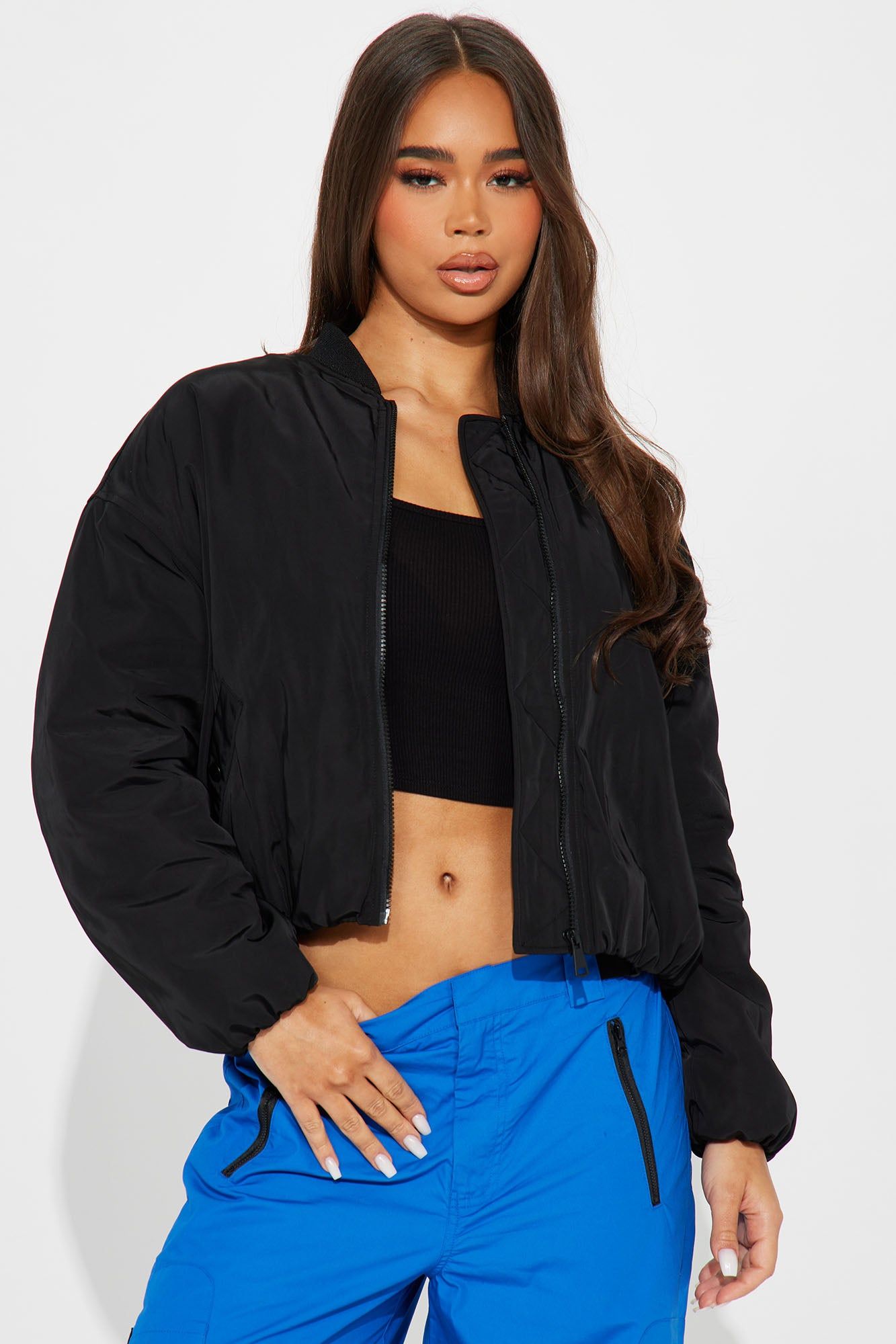 Courtside Cutie Bomber - Black sold by Fashion Nova
