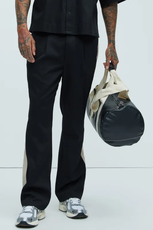 Dix Gabardine Slim Flare Trousers - Black/combo sold by Fashion Nova