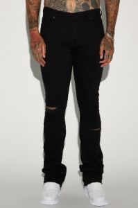 Walk With It Stacked Skinny Flare Jeans - Black sold by Fashion Nova
