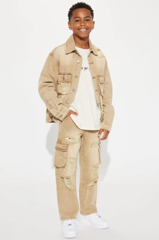 Mini Can't Catch My Drive Cargo Jean - Tan sold by Fashion Nova