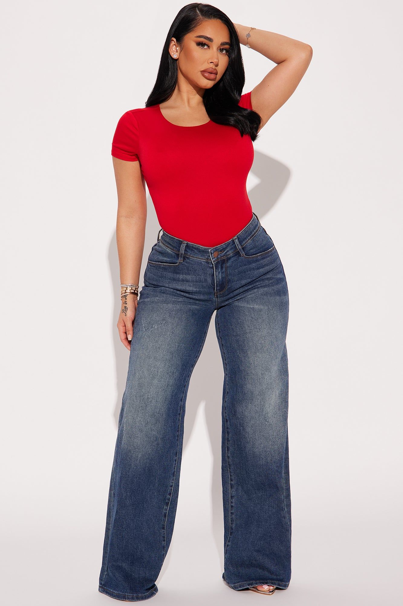 Scarlette Double Lined Crew Neck Bodysuit - Red sold by Fashion Nova product image thumbnail 2
