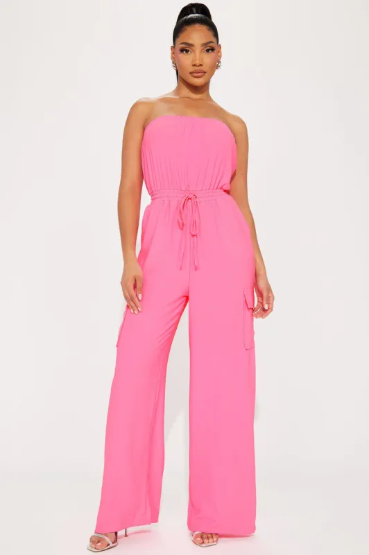 Stay Low Key Jumpsuit  - Hot Pink sold by Fashion Nova