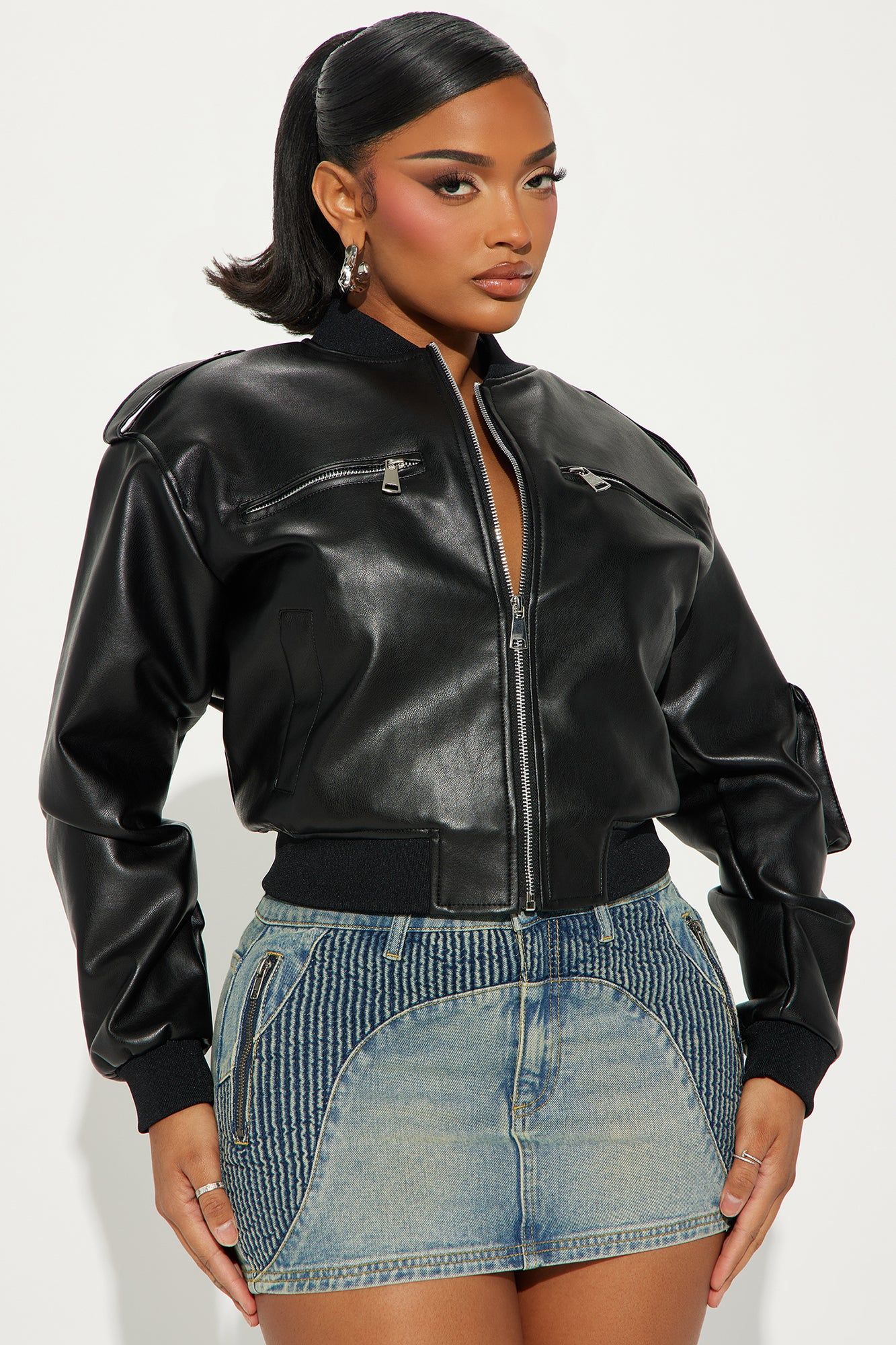 Gotta Have It Faux Leather Bomber Jacket - Black sold by Fashion Nova product image thumbnail 3