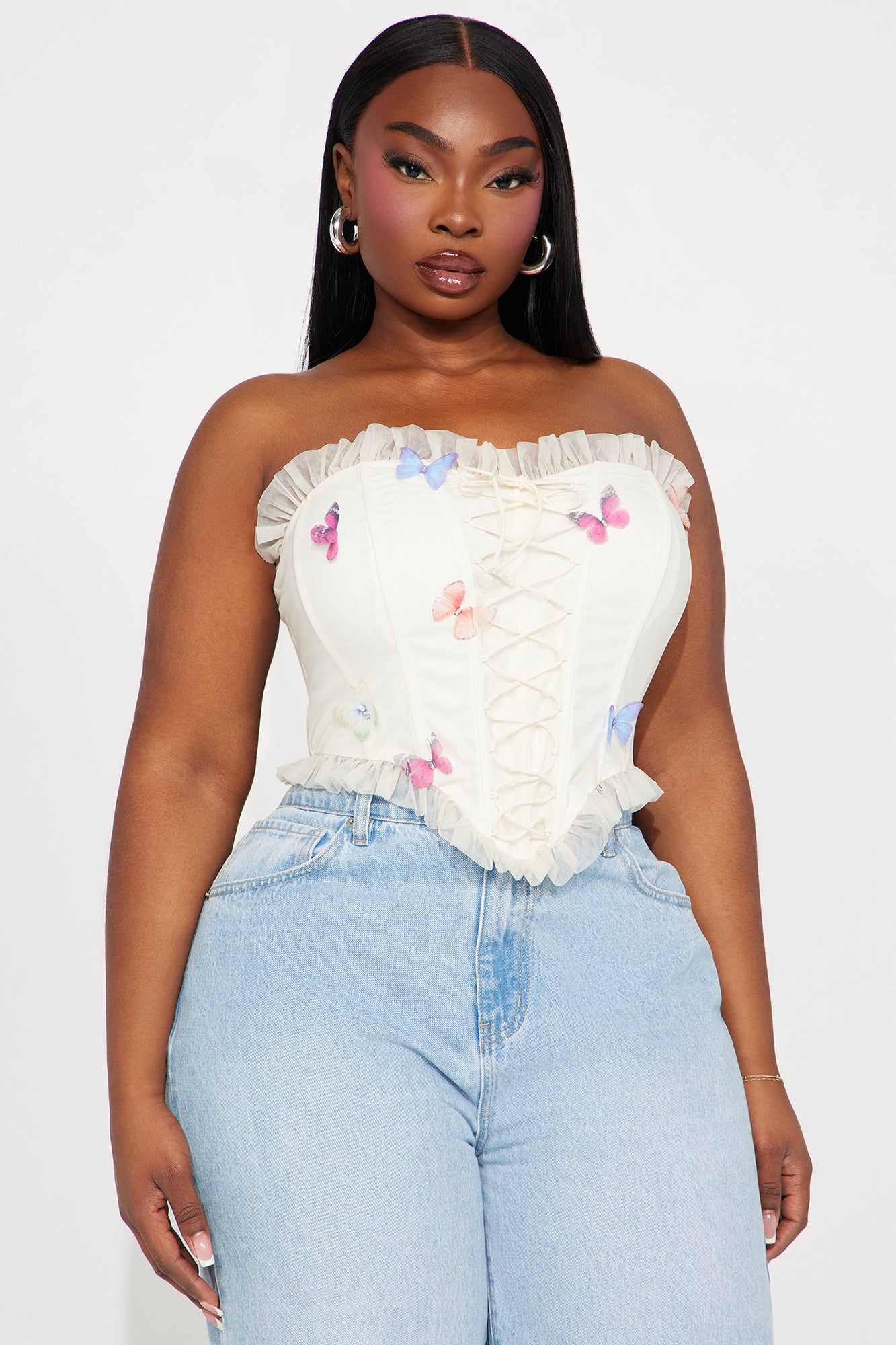 Mariposa Mesh Corset Top - Cream sold by Fashion Nova product image thumbnail 4