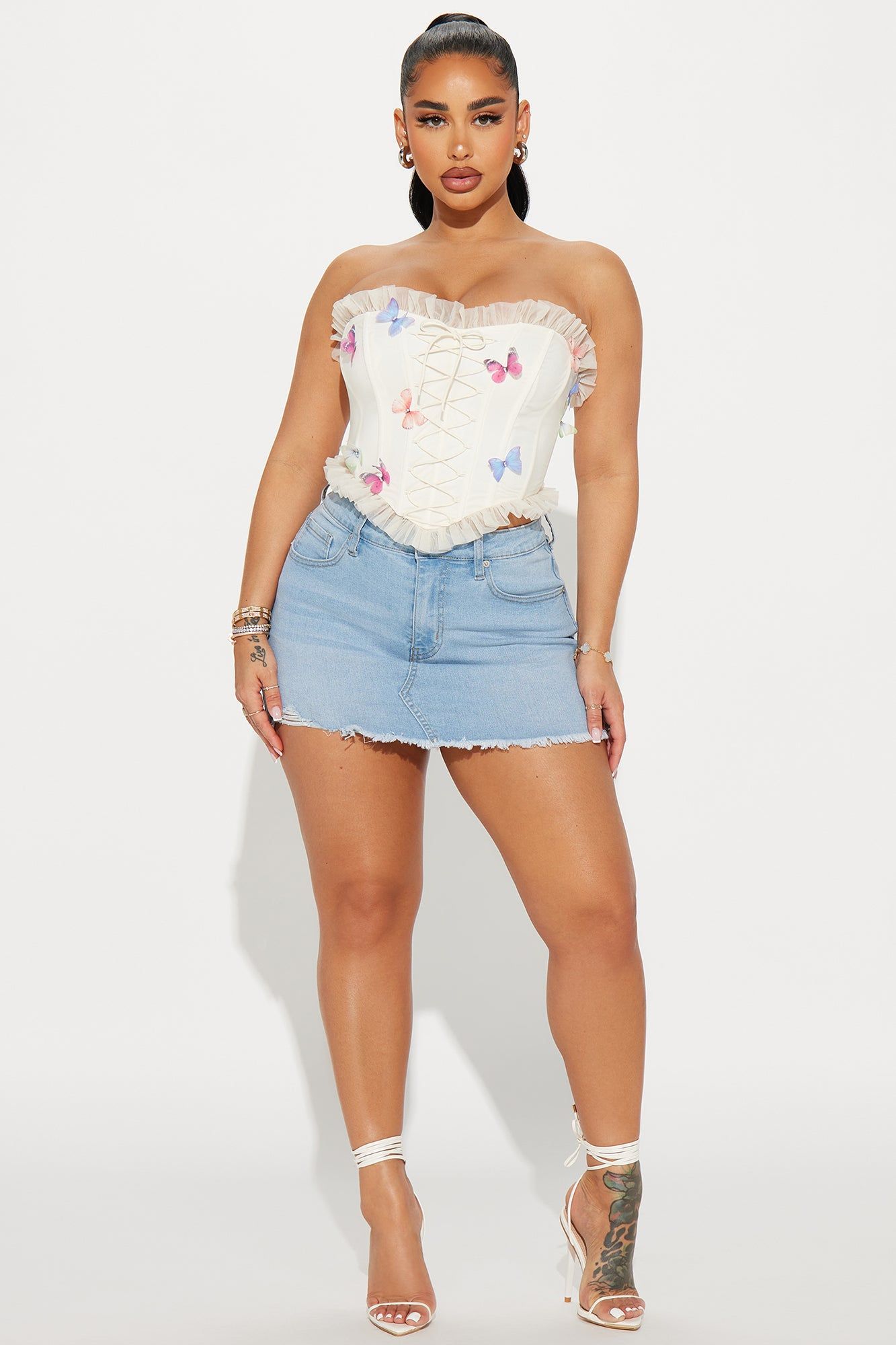Mariposa Mesh Corset Top - Cream sold by Fashion Nova product image thumbnail 2