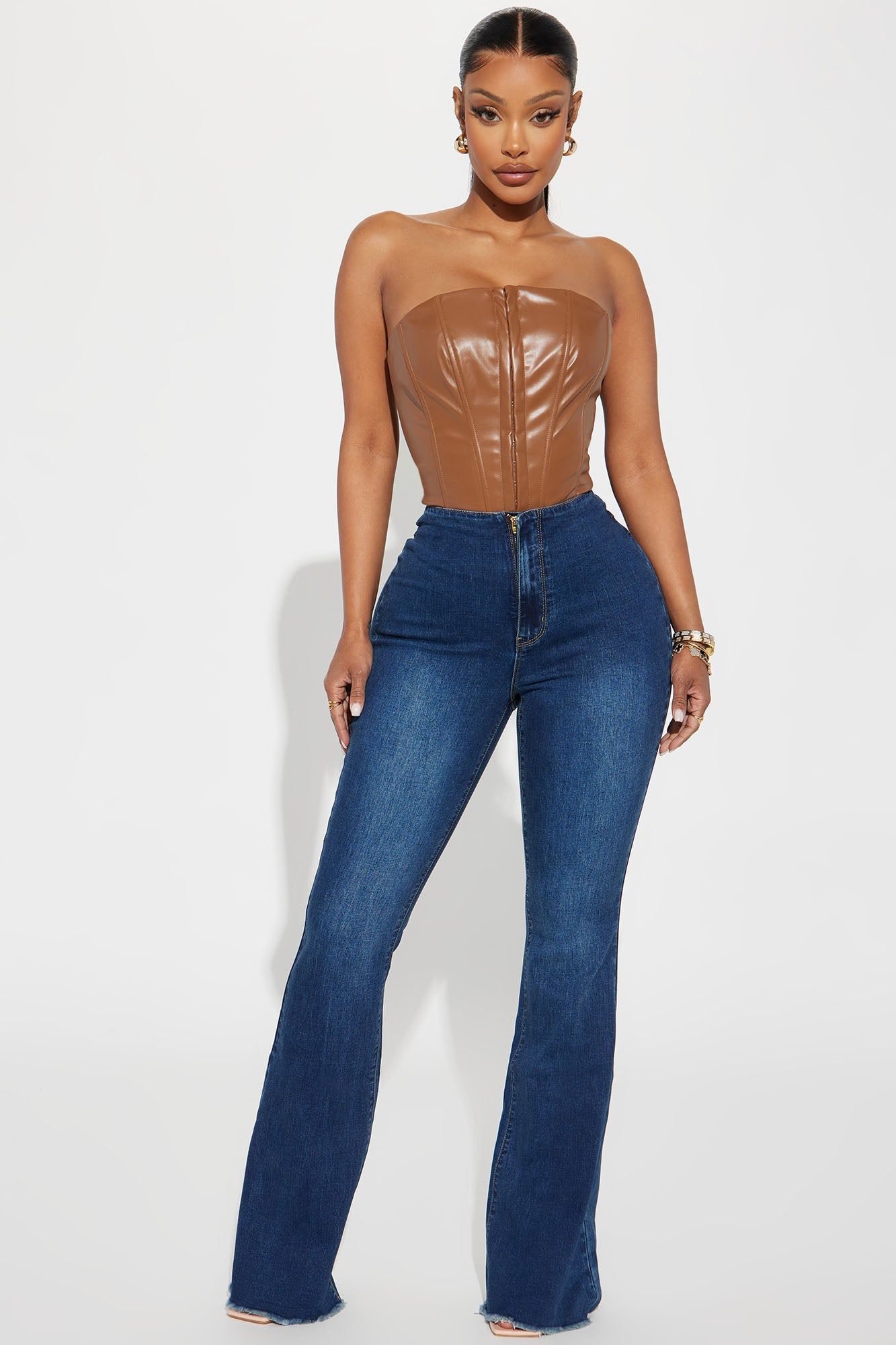 Caught Feelings Stretch Flare Jeans - Medium Wash sold by Fashion Nova