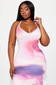 Margo Tie Dye Maxi Dress - Fuchsia/combo sold by Fashion Nova