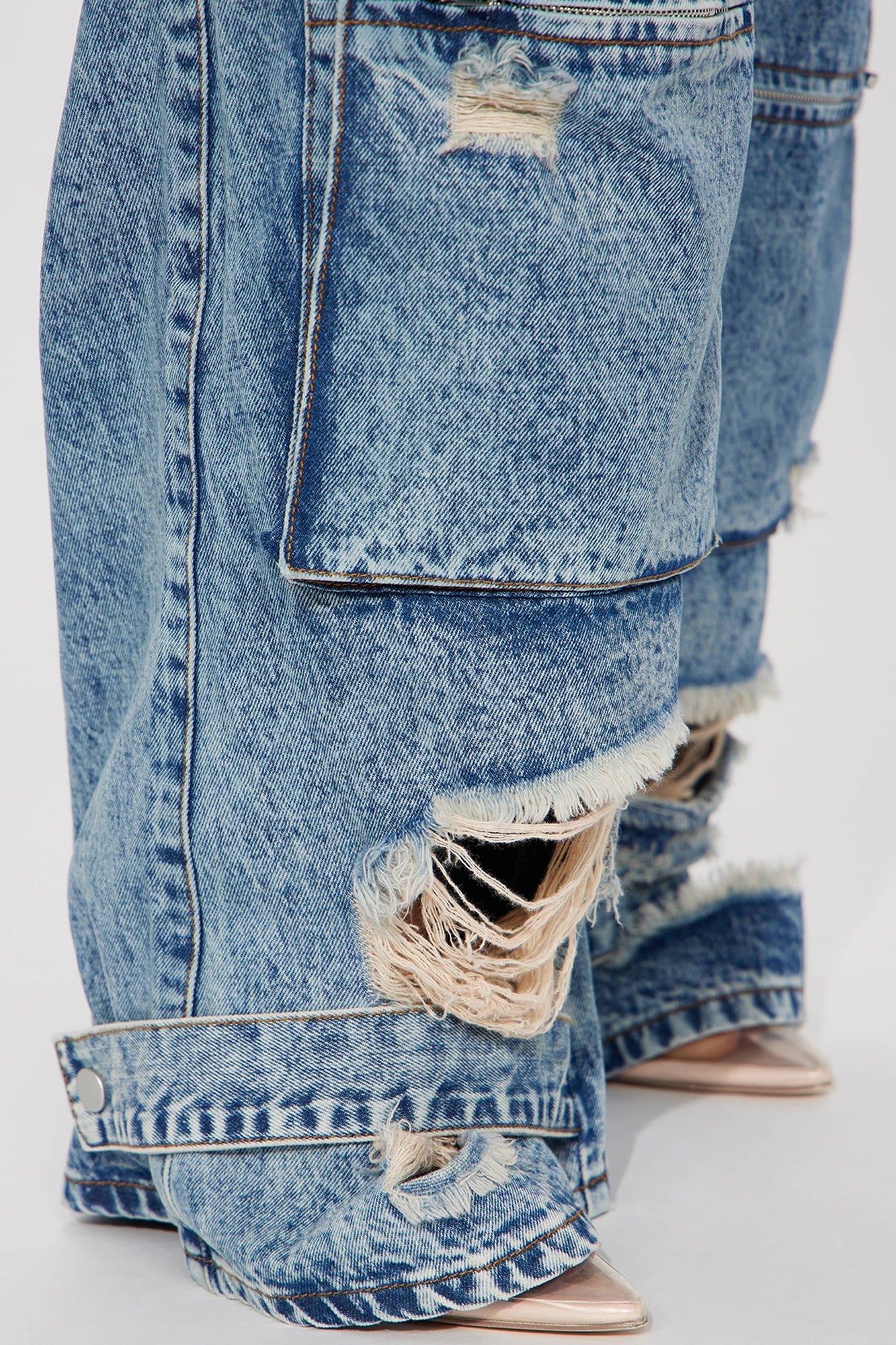 Nikki Non Stretch Acid Wash Cargo Jeans - Medium Wash sold by Fashion Nova product image thumbnail 8