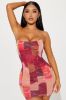 Janell Mesh Mini Dress - Magenta/combo sold by Fashion Nova