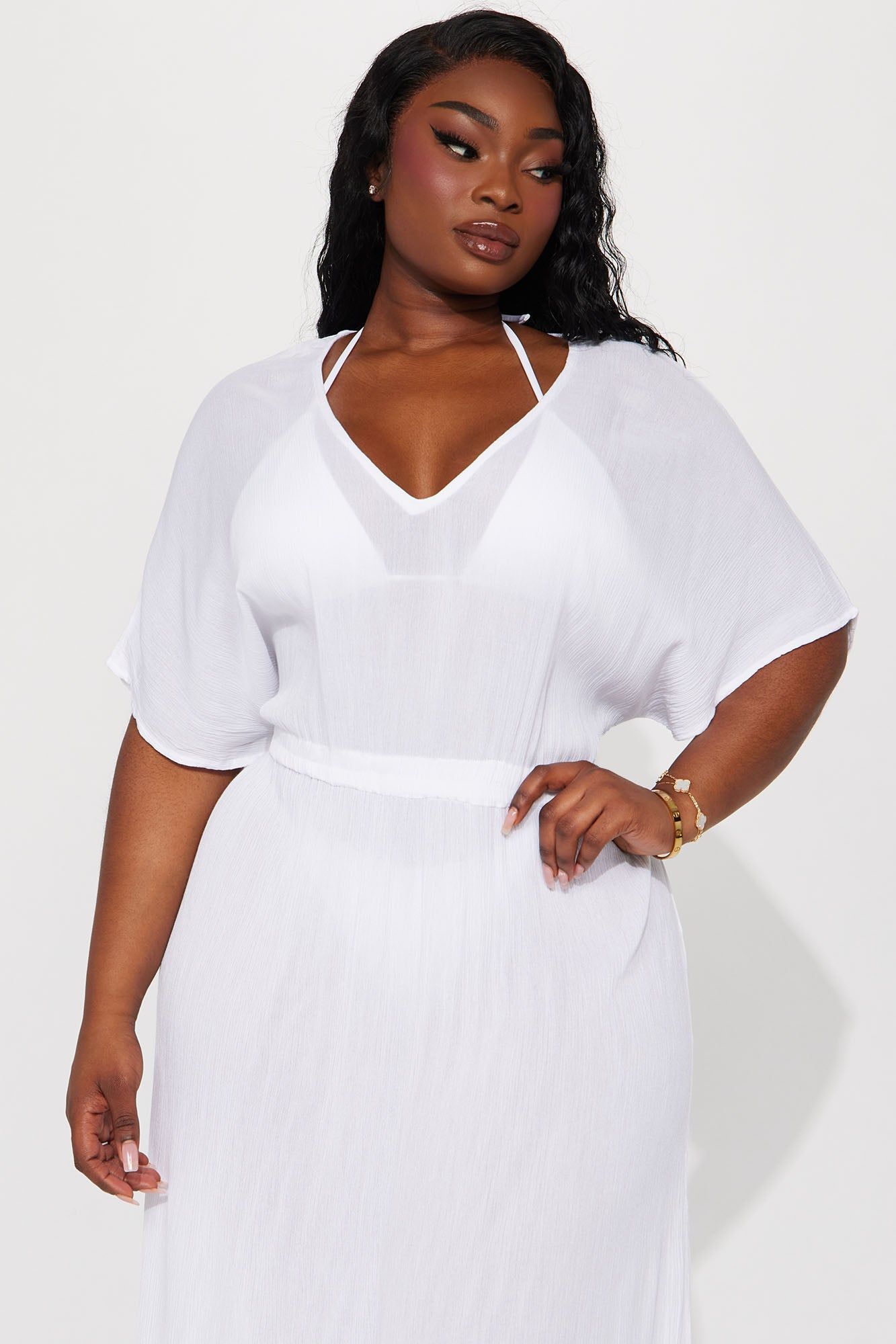 Breezy Nights Linen Swim Cover Up Maxi Dress - White sold by Fashion Nova product image thumbnail 5
