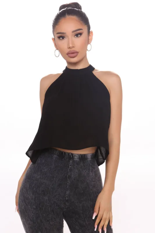 High Maintenance Mock Neck Top - Black sold by Fashion Nova