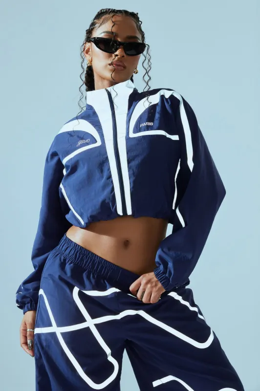 FN Paris Windbreaker Jacket - Navy sold by Fashion Nova