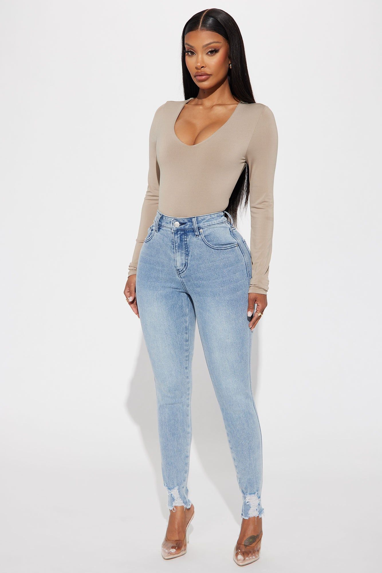 Think About It Stretch Skinny Jean - Light Wash sold by Fashion Nova