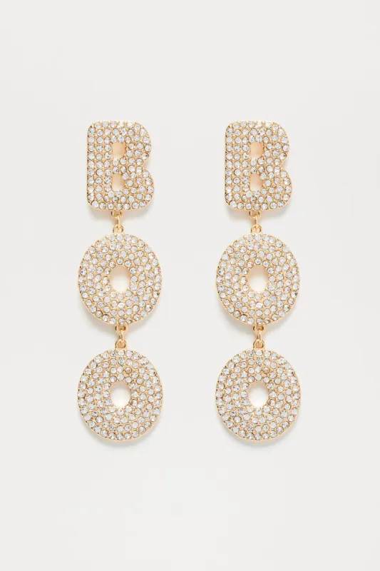 Bedazzled Boo Earrings - Gold sold by Fashion Nova