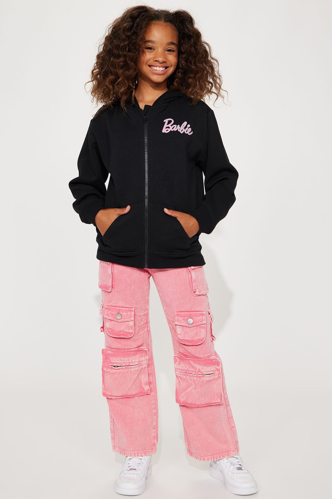 Mini Barbie Frame Zip Front Fleece Hoodie - Black sold by Fashion Nova product image thumbnail 2