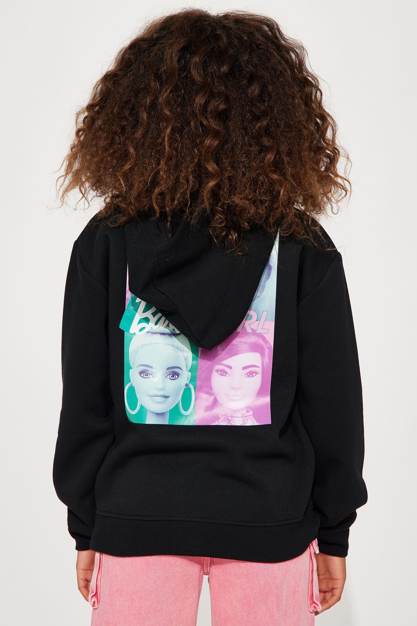 Mini Barbie Frame Zip Front Fleece Hoodie - Black sold by Fashion Nova product image thumbnail 5