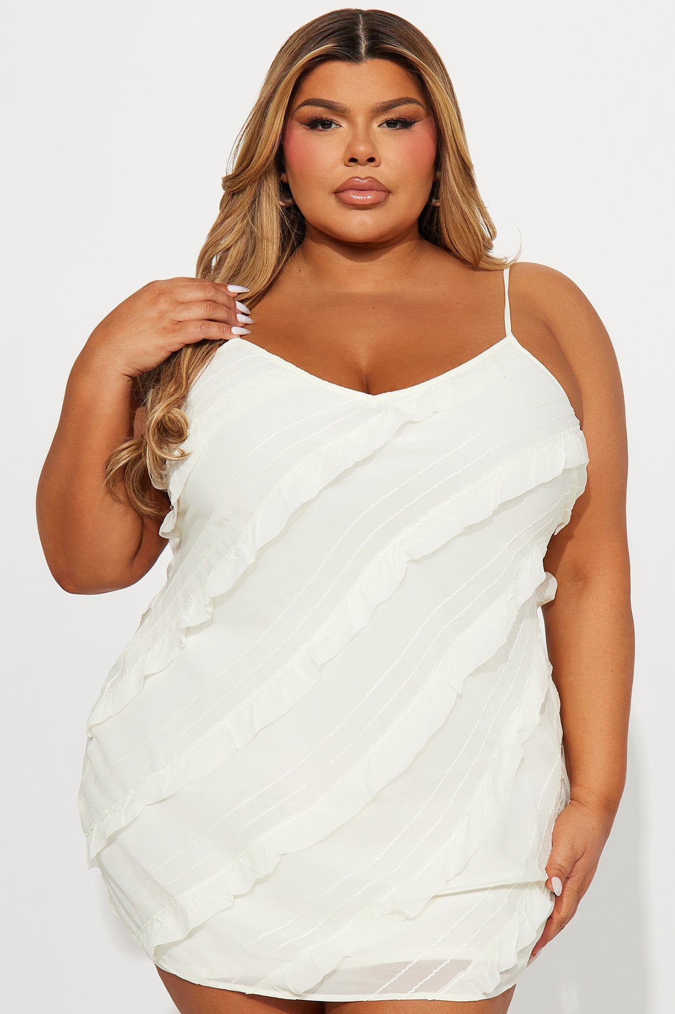 Mia Ruffle Mini Dress - Cream sold by Fashion Nova product image thumbnail 5