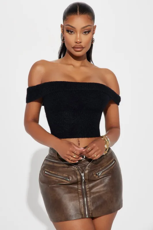 In Too Deep Off Shoulder Sweater Top - Black sold by Fashion Nova