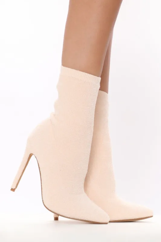 Extra Fur Life Booties - Blush sold by Fashion Nova