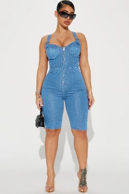 Capture This Denim Romper - Medium Wash sold by Fashion Nova