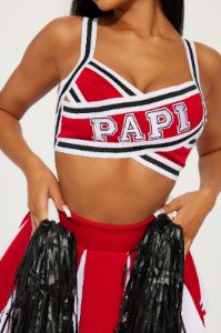 Score For Me Papi Cheerleader 3 Piece Costume Set - Red/combo sold by Fashion Nova