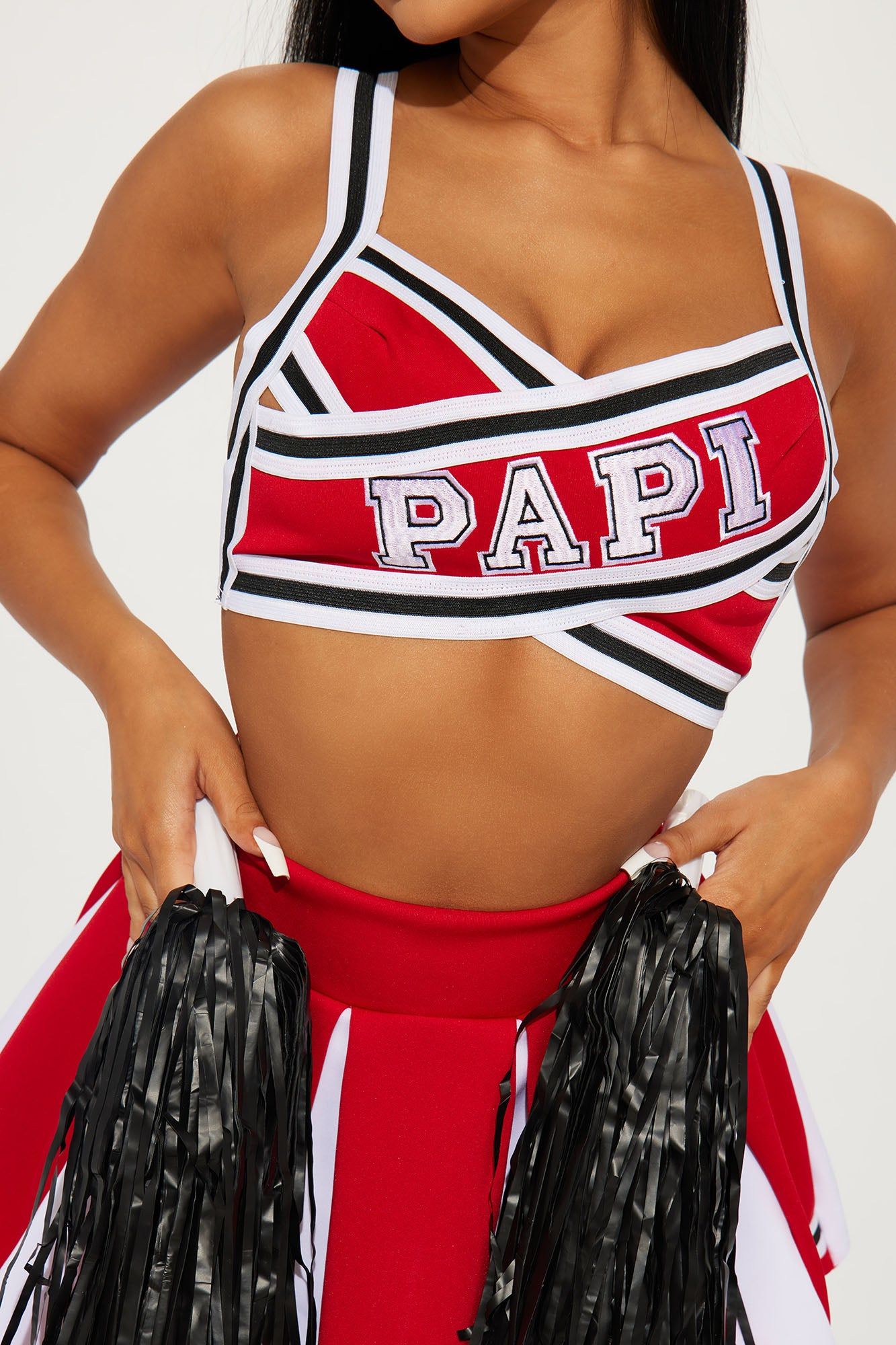 Score For Me Papi Cheerleader 3 Piece Costume Set - Red/combo sold by Fashion Nova product image thumbnail 3