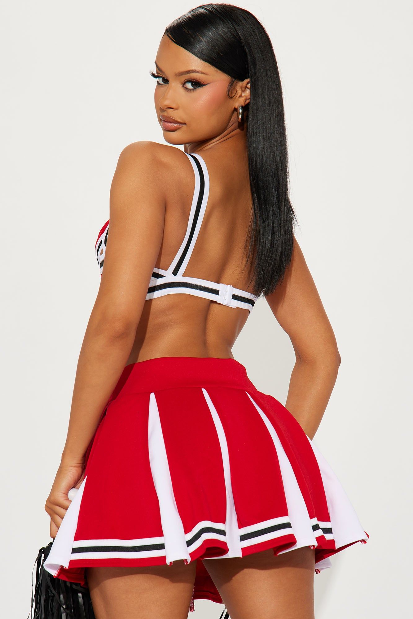 Score For Me Papi Cheerleader 3 Piece Costume Set - Red/combo sold by Fashion Nova product image thumbnail 4