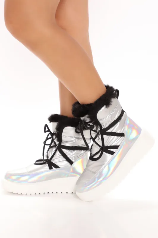 Keep Me Warm Boots - Silver sold by Fashion Nova