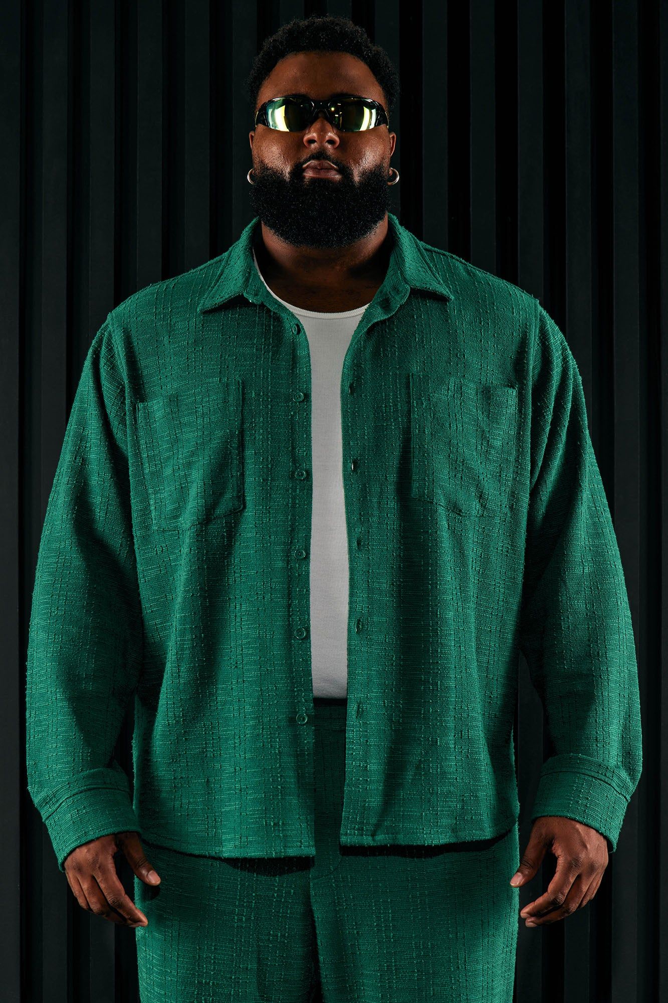 Jordan Textured Long Sleeve Button Up Shirt - Green sold by Fashion Nova product image thumbnail 7
