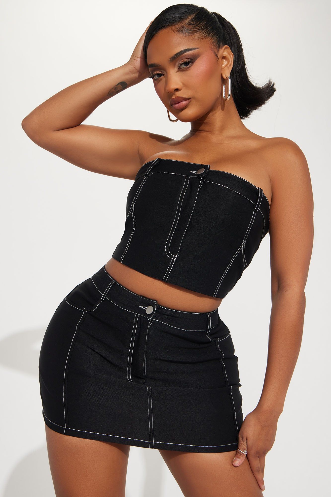 Flirty Ways Denim Skirt Set - Black sold by Fashion Nova product image thumbnail 2