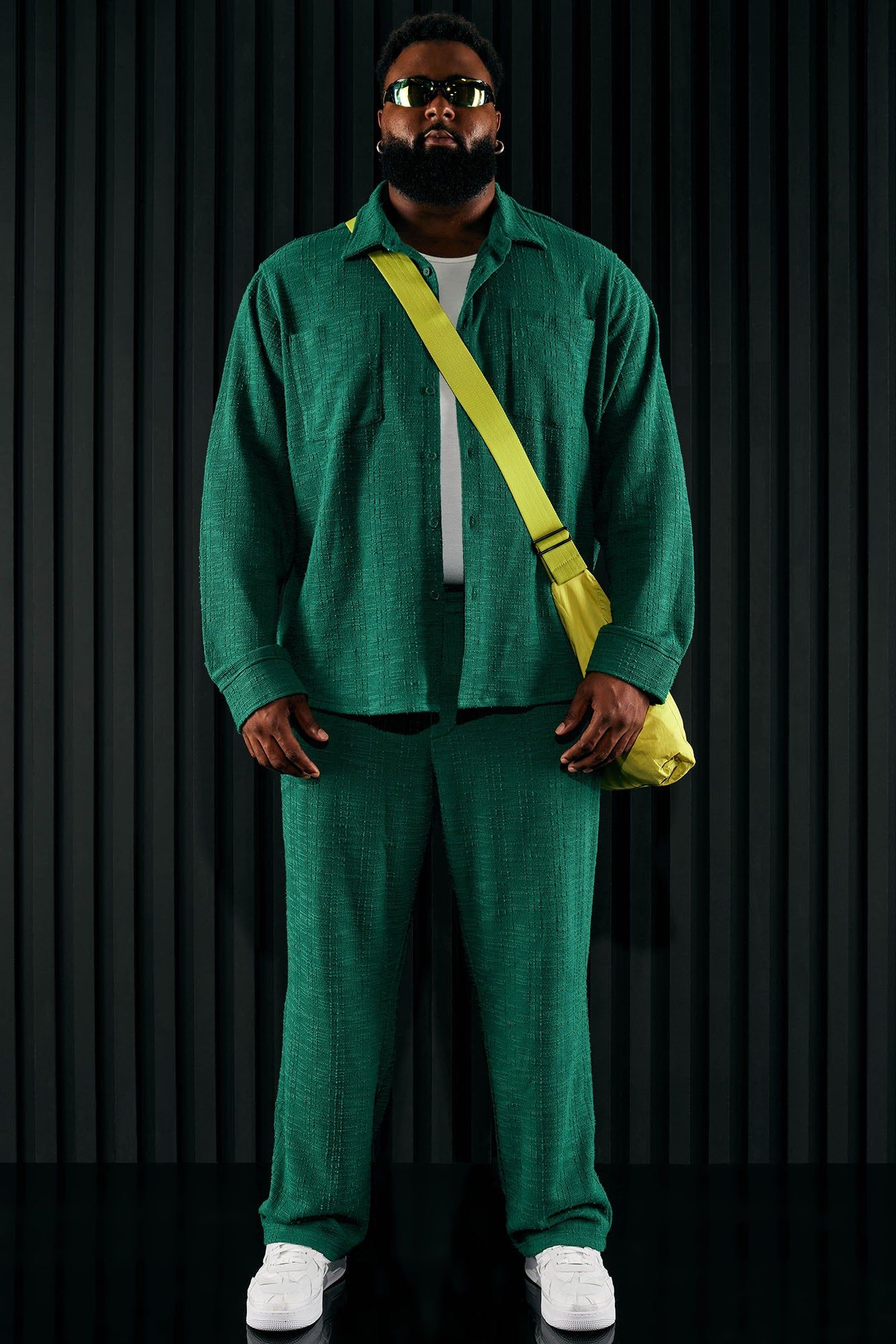 Jordan Textured Long Sleeve Button Up Shirt - Green sold by Fashion Nova product image thumbnail 8