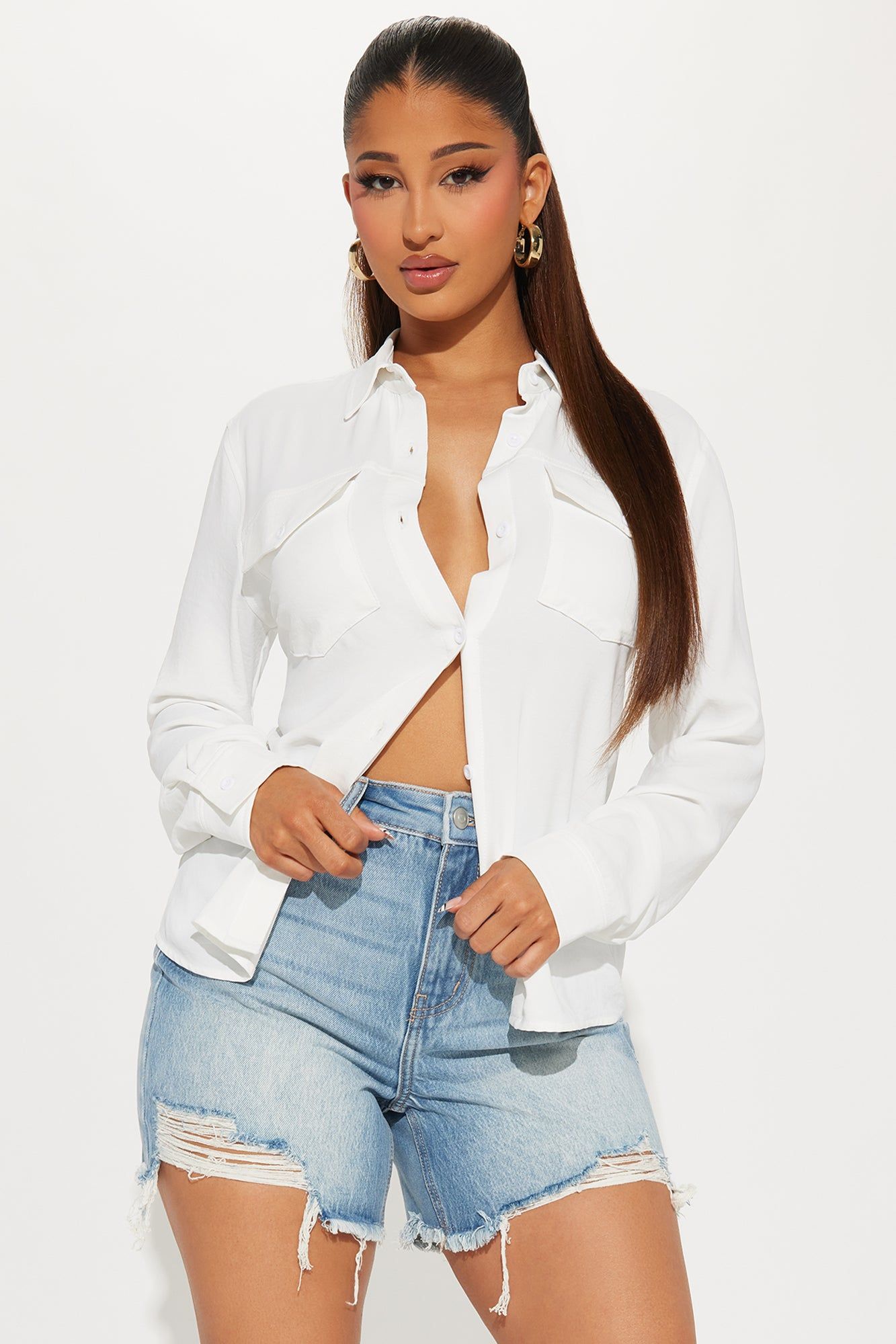 Aimee Shirt - Off White sold by Fashion Nova