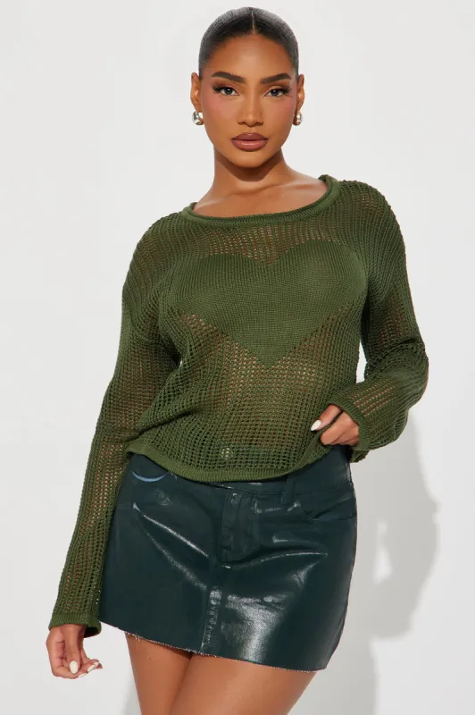 So Much Love Heart Sweater - Green sold by Fashion Nova