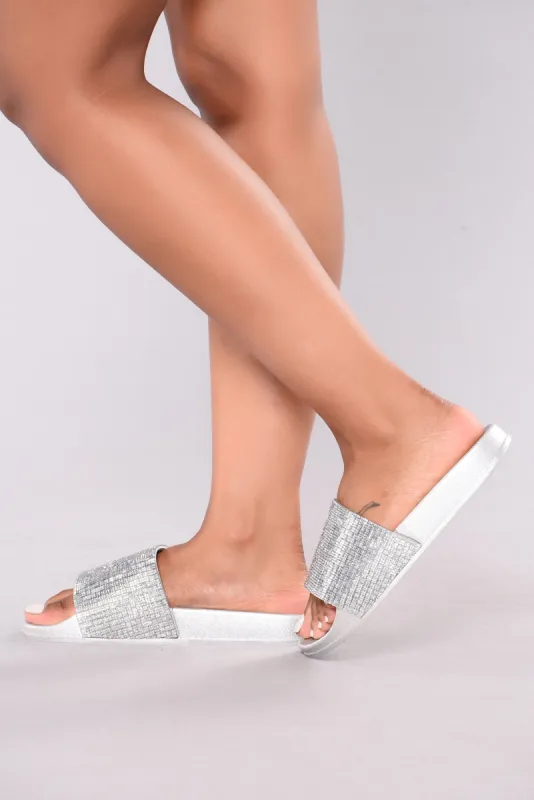 Halsey Sliders - Silver sold by Fashion Nova