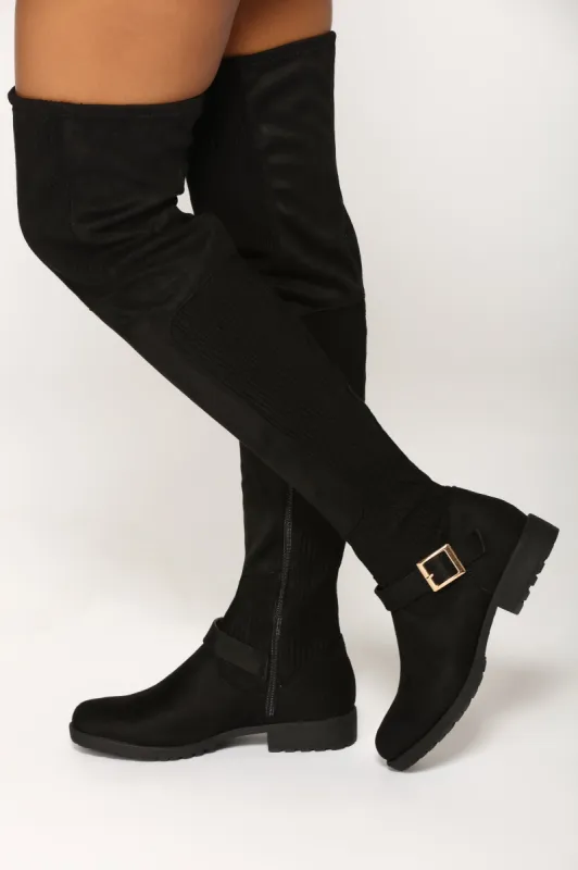 Out and About Combat Suede Boots - Black sold by Fashion Nova