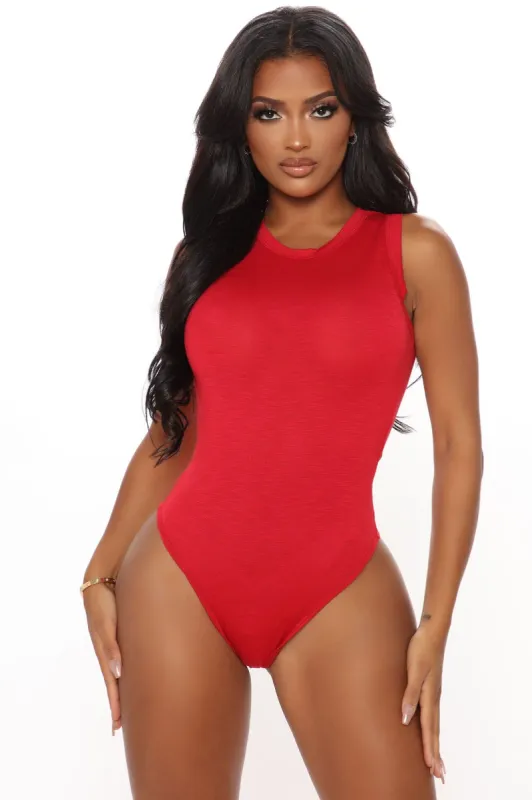 Alana Sleeveless Bodysuit - Red sold by Fashion Nova