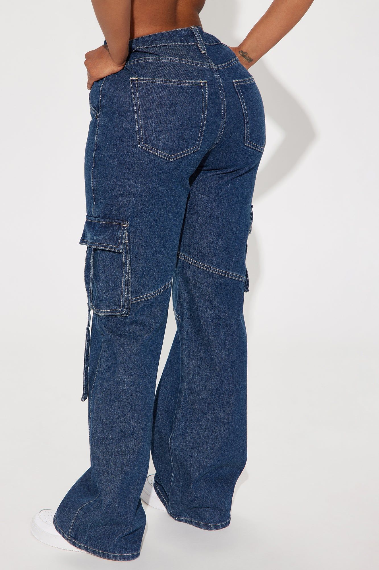Self Made Cargo Straight Leg Jeans - Medium Wash sold by Fashion Nova product image thumbnail 3