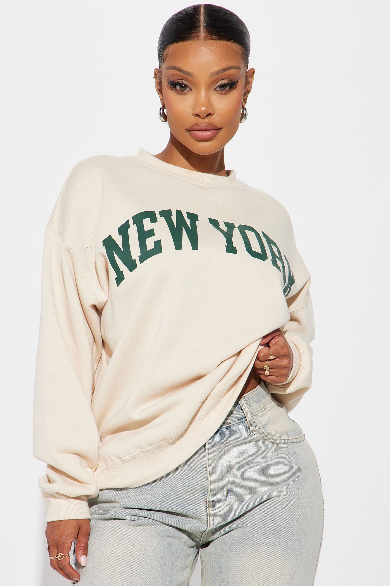 New York Vintage Crew Neck Sweatshirt - Cream sold by Fashion Nova product image thumbnail 2