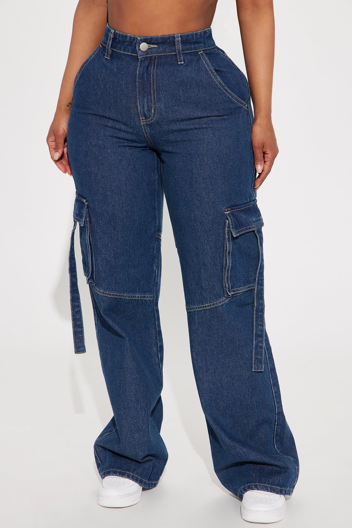 Self Made Cargo Straight Leg Jeans - Medium Wash sold by Fashion Nova product image thumbnail 2