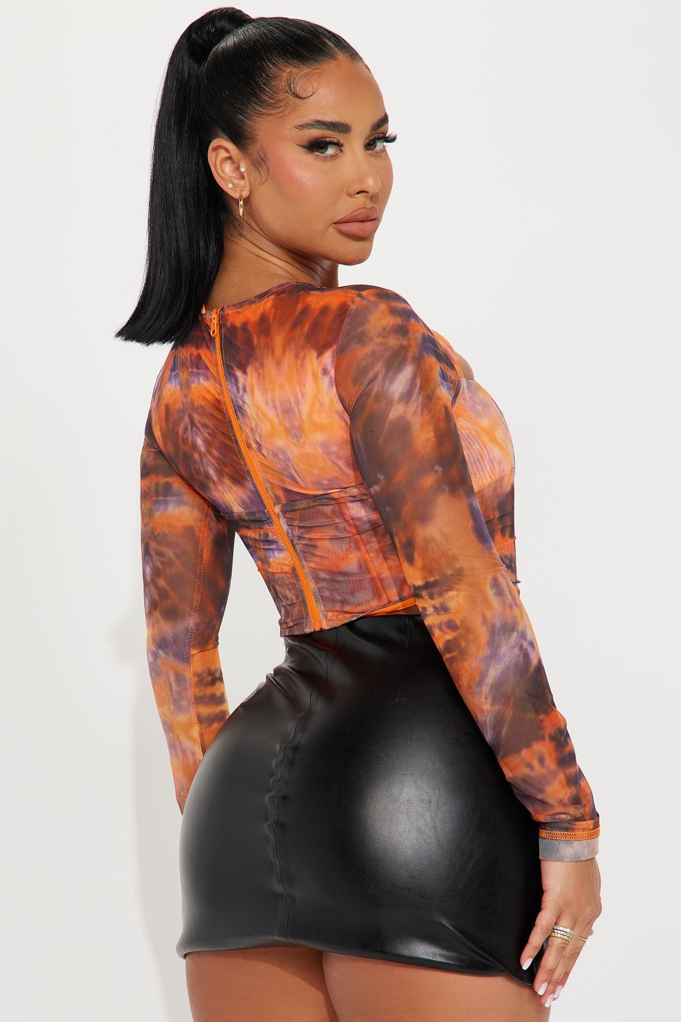 Meant To Be Mesh Corset Top - Orange/combo sold by Fashion Nova product image thumbnail 3