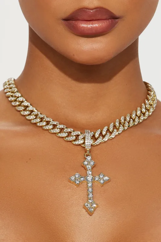 High Status Cross Necklace - Gold sold by Fashion Nova