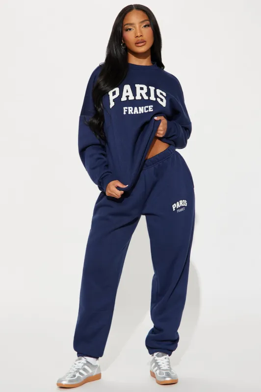Staying In Paris Jogger Set - Navy sold by Fashion Nova
