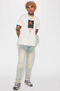 Burning Rose Short Sleeve Tee - Off White sold by Fashion Nova