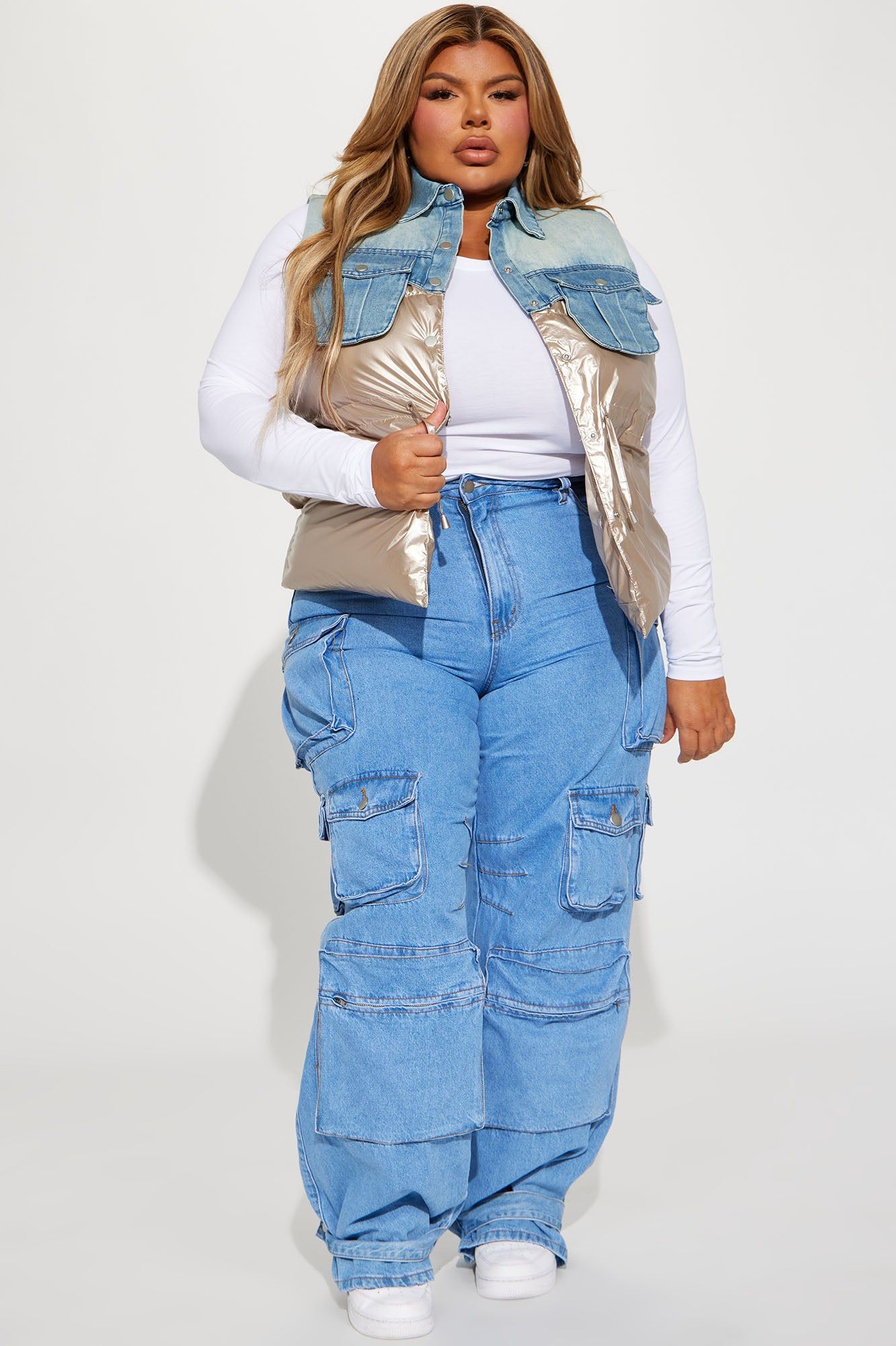 Right Timing Puffer Vest - Gold/combo sold by Fashion Nova product image thumbnail 5