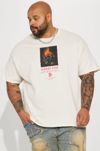 Burning Rose Short Sleeve Tee - Off White sold by Fashion Nova