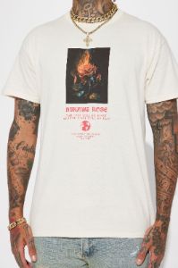 Burning Rose Short Sleeve Tee - Off White sold by Fashion Nova