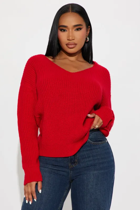 Falls Favorite Girl Sweater II - Red sold by Fashion Nova
